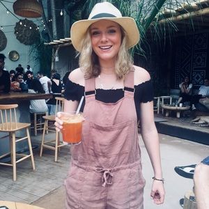 Burnt Orange Linen Overalls